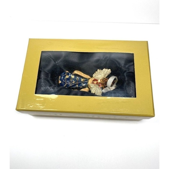 Christmas Cloisonné Angel Oarnament Articulated Large Metal New in the box - Picture 4 of 8